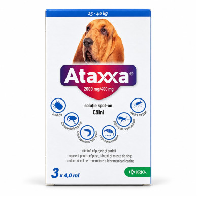 Ataxxa – Deparazitare externa pentru Câini >25 kg (3 x 4 ml, Krka Vet)